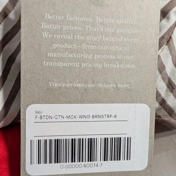 Everlane Shirt Women 8 NWT Brown And White The Wing Shoulder Mockneck Silky - Picture 5 of 5